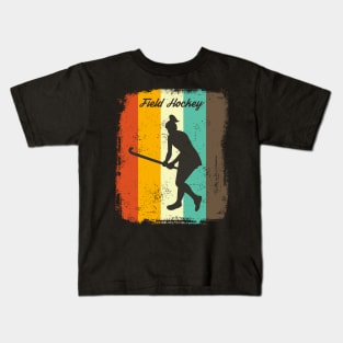 Field Hockey Retro 70s Vintage Hockey Girl Gift Kids T-Shirt